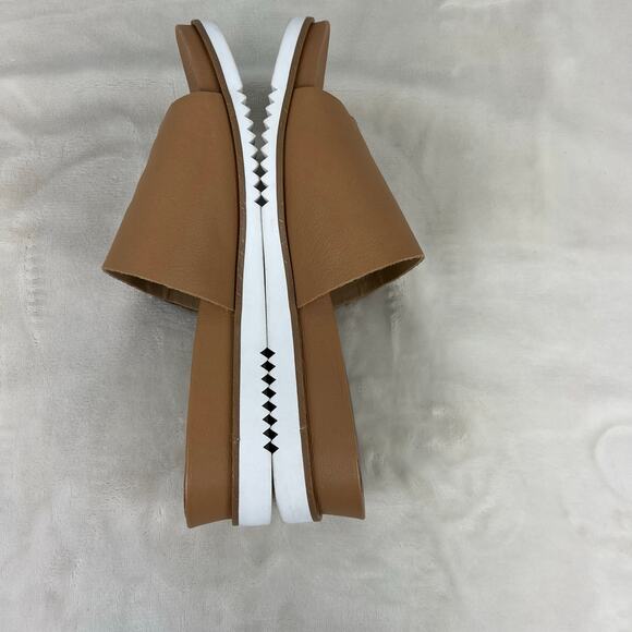 Eileen Fisher Touch Leather Flatform Sandal Size 9 Tan White Platform Thong - Picture 9 of 15